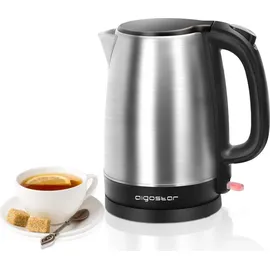 Aigostar 1,7 L, Wasserkocher Edelstahl , 2200W Elektrischer Wasserkocher mit Kalkfilter, Schwarz