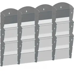 Wand-Plastikhalter für Prospekte - 4x3 A4, grau