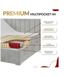 MKS Boxspringbett 160 x 200 cm H4 Beige
