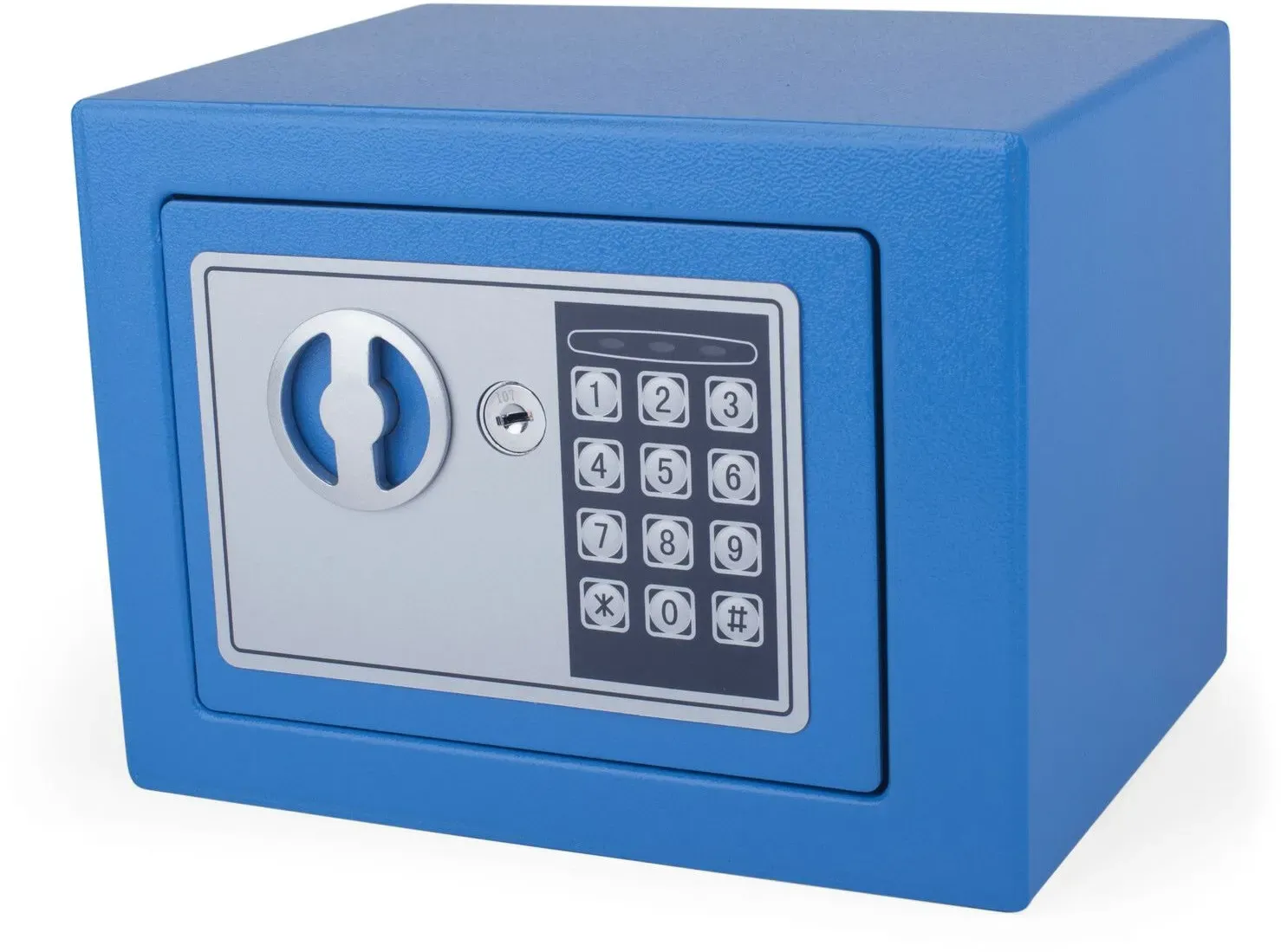 Tresor Safe 23x17x17cm mit elektronischem  Zahlenschloss für Tisch/Wandmontage blau
