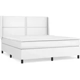 vidaXL Boxspringbett mit Matratze Weiß 180x200 cm Kunstleder1466275
