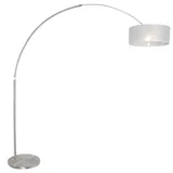 Steinhauer Stehleuchte Bogenstehleuchte Bogenlampe Höhenverstellbar Textil silber E27