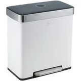 Svita LT2X30 Mülleimer 60l Treteimer 2 Fächer mit Deckel Weiß