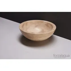 Forzalaqua Stein Waschbecken, ROMA TRAVERTIN MATT GESCHLIFFEN Ø40X15CM