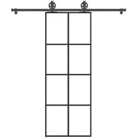 vidaXL Schiebetür mit Beschlag 76x205 cm ESG-Glas & Aluminium