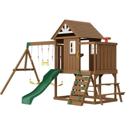 VEVOR Holz Schaukel Set 9 in 1 Outdoor Spielplatz Sets 1,8m Rutsche Oberen Fort