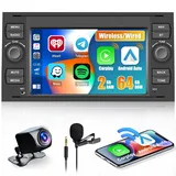 [2+64G] Android 13 Autoradio mit Navi für Ford Transit Focus Fusion Fiesta Mondeo Kuga Galaxy C-Max S-Max Connect, Wireless Carplay Android Auto, 7 Zoll Autoradio mit GPS WiFi Rückfahrkamera