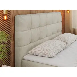 MKS Meble Boxspringbett 180x200 mit Matratze, Bett mit Multipocket - Matratze H3 und Topper, Polsterbett 180x200 mit Bettkasten und Kopfteil, TOP-1 - 180x200... - Beige