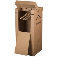Smartbox Pro Kleiderbox Kleiderkarton Kartonschrank Umzugskarton Kleideraufbewahrung (3 Stück), 57 x 56 x 125 cm, Braun
