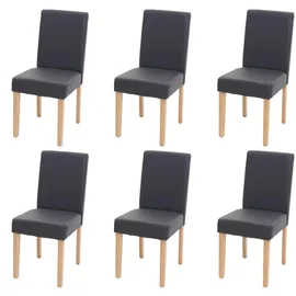 chefgastro Esszimmerstuhl Kunstleder grau 6er Set
