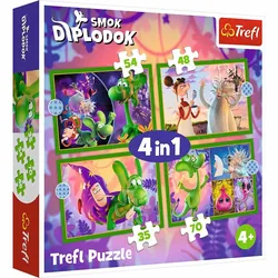 Trefl 4 in 1 Puzzle - Neugieriger Diplodocus