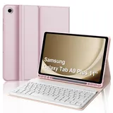 IVEOPPE Tastatur für Samsung Galaxy Tab A9 Plus 11", Hülle mit Tastatur für Samsung Tab A9+ 2023, Bluetooth Magnetisch Abnehmbarer QWERTZ Layout Tastatur Galaxy A9 Plus Tab 11 Zoll, Rosa