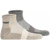 Salomon Unisex Quartersocken, 2er Pack - EVASION ANKLE, Wandersocken, atmungsaktiv Grau 42-44