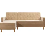 CosmoLiving by Cosmopolitan Ecksofa "Liberty, L-Form", beige (cremefarben), B:213cm H:82cm T:154cm, Veloursstoff 100% Polyester, COSMOLIVING BY COSMOPOLITAN, Sofas, Ecksofa, mit Schlafffunktion, Recamiere beidseitig montierbar, Sitzhöhe 43 cm