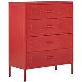 Beliani Kommode Rot Metall, 4 Schubladen, 80x102x40 cm, Wohnzimmer, Kommoden + Sideboard, Enago (80 x 102 x 40 - 2 Jahre Gewährleistung - mind. 14 Tage Rückgaberecht -
