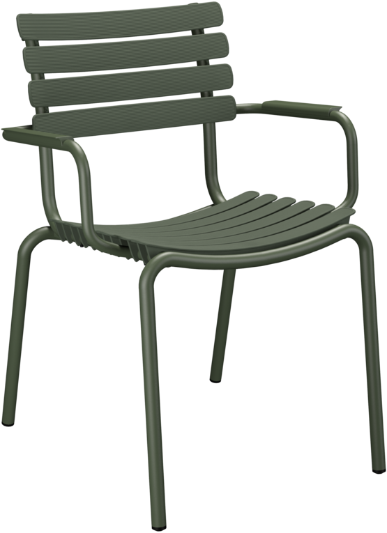 HOUE ReCLIPS Stuhl mit Armlehne Aluminiumgestell - Olive Green - 60