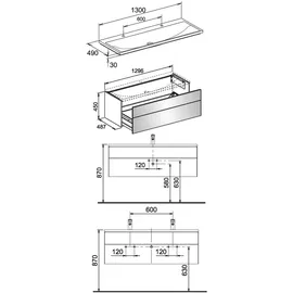 Keuco Royal Reflex Waschtisch mit Unterschrank, 1 Auszug, 39605210200,