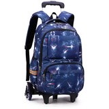 Trolley Rucksack, Kinder Trolley Schultasche mit Rollen Rucksäcke Kinder Schulrucksack Schulranzen für Junge und Mädchens (Blauer Raum)