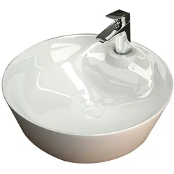 Waschschale Oval weiß I Waschbecken Keramik mit Nanoversieglung  Badezimmer Aufsatz