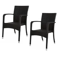 Garden Pleasure 2x Garden Pleasure Polyrattan Stapelstuhl Garten Terrasse