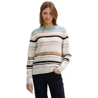Tom Tailor Denim Damen Strickpullover mit Buntem Streifen-Muster, 36539
