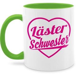 Shirtracer Tasse Läster Schwester – fuchsia, Keramik, Kaffeetasse Schwester & Bruder grün