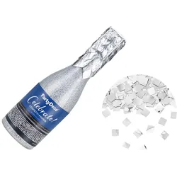 Champagner Flasche Konfetti-Kanone, Silber, 20,5 cm Sekt