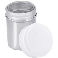 Edelstahl Pulver Shaker Kaffee Zucker Kakao Pfeffer Gewürzbagger mit feinmaschigem Deckel zum Backen Kochen(L)