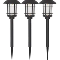 Star Trading Wegeleuchte Edelstahl Kunststoff 12x34,0x12 cm 3er Set schwarz