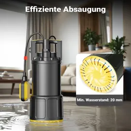 Wiltec Tauchpumpe 1200 W mit Schwimmerschalter