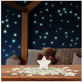 lilimaus Leuchtsterne Kinderzimmer [100 Stck.] - SELBSTKLEBEND - Leuchtende Sterne für Kinderzimmer Deko - Glow in the dark stars - Leucht Sternenhimmel - Leuchtsticker Aufkleber leuchtend im Dunkeln
