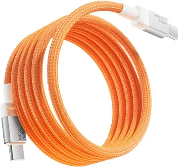 Movespeed 240W USB-C-auf-USB-C-Kabel, 1,2 m 6A Schnelllade-Magnetkabel, Aluminiumlegierung, 48-fach geflochtenes Nylon, kompatibel mit iPhone 15, Samsung, iPad, USB-C-Geräten, MSC03, orange