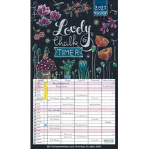 Korsch Verlag Lovely Chalk Timer 2027: Familienplaner mit 5 breiten Spalten. Typo-Art Familienkalender mit Ferienterminen, Zusatzspalte, Vorschau bis März 2027 und vielem mehr.