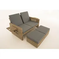 CLP Polyrattan Sofa Ancona 5mm natura/eisengrau