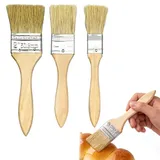 3-teiliges Backpinsel-Set aus Wildschweinborsten, verschiedene Größen, hitzebeständig, aus Holz, ideal für Öl, Butter und Saucen, einfach zu reinigen, für Grillen und Backen