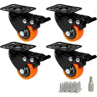 PRIOstahl Orangene Transportrollen 40mm 4x Lenkrollen mit Bremse inklusive
