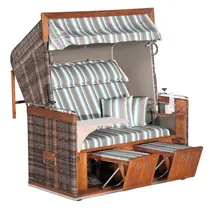 SonnenPartner Strandkorb Präsident Teak 2-sitzer Xl Liegemodell Cappuccino/taupe Mit Sonderausstattu - Sonnenpartner