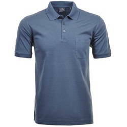 RAGMAN Herren Poloshirt - Oberteil, Softknit-Polo, Baumwollmischung, Brusttasche, Knopfleiste, kurz, einfarbig Blau 8XL