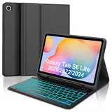 IVEOPPE Tastatur für Samsung Galaxy Tab S6 Lite 2024, 7-Farbige Beleuchtung, Hülle Tastatur für Samsung Tab S6 Lite 10,4 Zoll 2022/2020 (SM-P610/P613/P615/P619), Schwarz