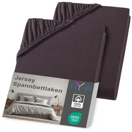 nyvi Spannbettlaken Jersey 120 x 200 - 130 x 200 cm braun 2 St.