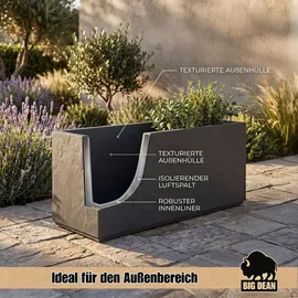 BigDean Pflanzkübel Groß 100 x 39,5 x 43,5 cm Schwarz