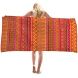 Strandtuch Rote Orange Blätter Microfaser Handtücher Strandhandtuch Tragbar Badetuch Sand Proof Strandlaken Ultraleicht Schnelltrocknend Beach Towel Antirutsch Strandtücher Duschtuch 70x150cm