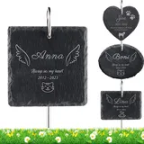 Personalisiert Grabstein Tiergrabstein Hund Katze mit Gravur, individuelle Haustier Grabsteine Wetterfest mit Namen Datum Spruch, Haustier Grabstein Granit, Tombstone 10/15/20cm (Schwarz Quadrat)