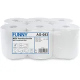 Funny Handtuchrolle 20 cm, 2-lagig, Hochweiß, 450 Blatt, Papierhandtücher für Papierhandtuchspender, Innen-/Außenabwicklung, Perforiert für Gastronomie, Schulen & Haushalt, 1 x 6 Rollen