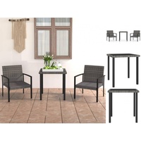 vidaXL 3-tlg. Garten-Essgruppe Poly Rattan Grau