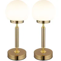 GLOBO Tischlampe Nachttischlampe Tischleuchte Schlafzimmerlampe, Metall Glas, Touchdimmer Akku