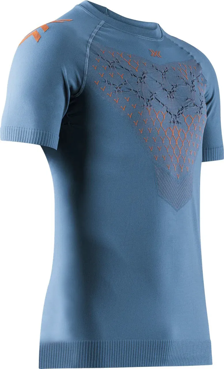 X-Bionic Laufshirt Twyce Run (enganliegend) Kurzarm mineralblau/orange Herren