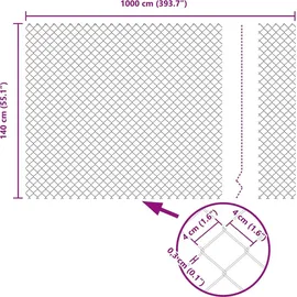 vidaXL Maschendrahtzaun 2100 x 140 cm Grau/Stahl