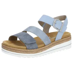 Keilsandalette REMONTE, Damen, Gr. 45, blau (hellblau), Lederimitat, casual, Schuhe, Keilabsatz, Sommerschuh, Sandale in veganer Verarbeitung