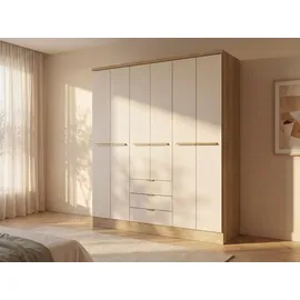 vente-unique Kleiderschrank Peroli 180 x 206 x 46,5 cm Beige/Holzfarben